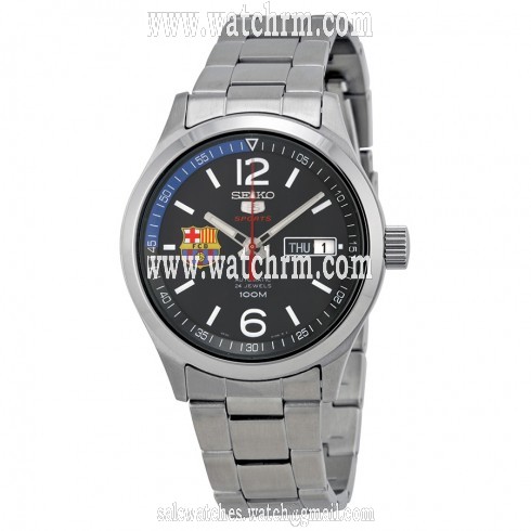 Seiko 5 F.C. Barcelona Automatic Black Dial Stainless Steel Men's Watch SRP301