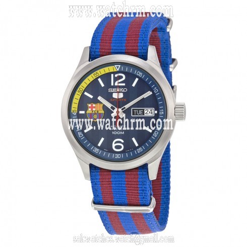 Seiko 5 FC Barcelona Blue Dial Nylon Strap Automatic Men's Watch SRP303