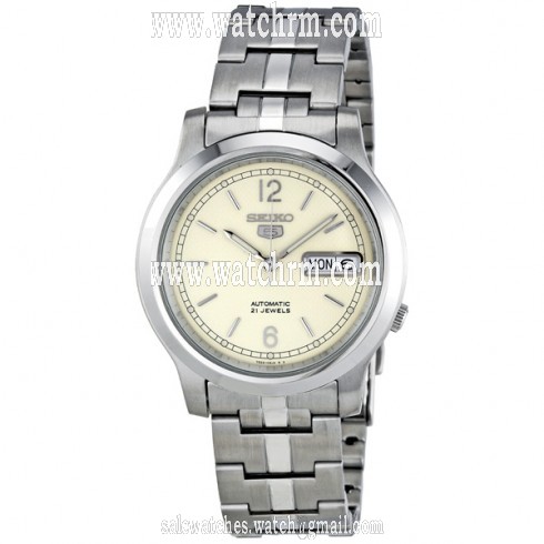 Seiko 5 Ivory Dial Stainless Steel Automatic Men's Watch SNK797