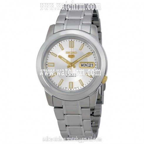 Seiko 5 Silver Stainless Steel Automatic Men's Watch SNKK09