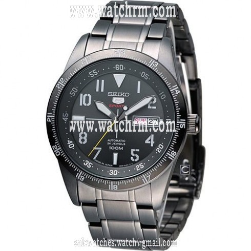 Seiko 5 Sport Automatic Black Dial Black Ion-plated Men's Watch SRP521