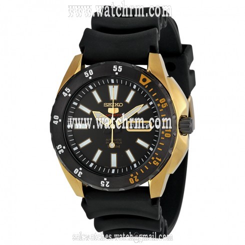 Seiko 5 Sport Automatic Black Dial Black Rubber Men's Watch SRP364