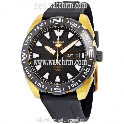 Seiko 5 Sport Automatic Black Dial Black Rubber Men's Watch SRP750