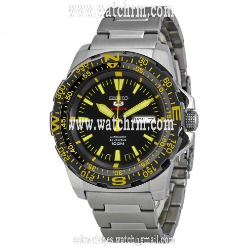 Seiko 5 Sport Automatic Black Dial Stainless Steel Men's Watch SRP5