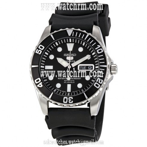 Seiko 5 Sports Automatic Black Dial Rubber Strap Men's Watch SNZF17J2