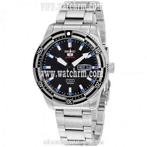 Seiko 5 Sports Automatic Black Dial Stainless Steel Men's Watch SRP733
