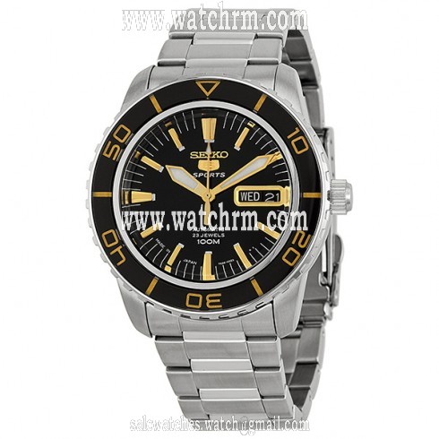 Seiko 5 Sports Automatic Black Dial Stainless Steel Men's Watch SNZH57J1