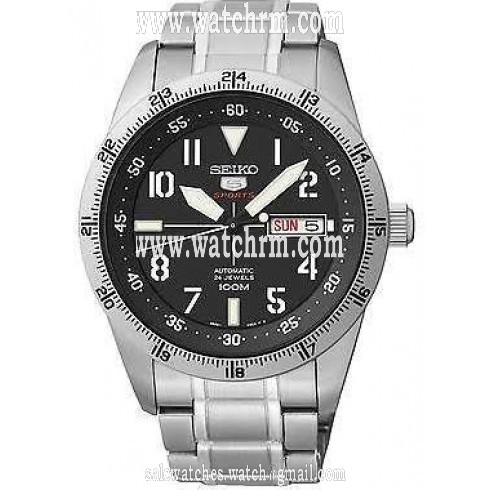 Seiko 5 Sports Automatic Black Dila Stainless Steel Men's Watch SRP513
