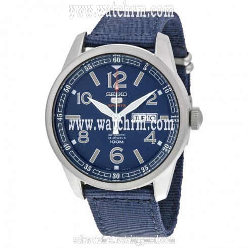 Seiko 5 Sports Automatic Blue Dial Blue Canvas Men's Watch SRP623