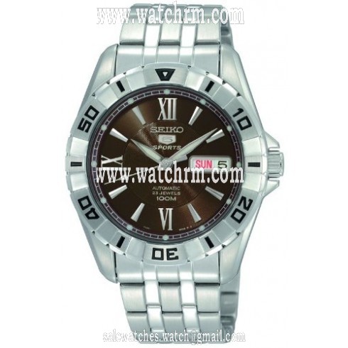 Seiko 5 Sports Automatic Brown Dial Stainless Steel Men's Watch SNZH81