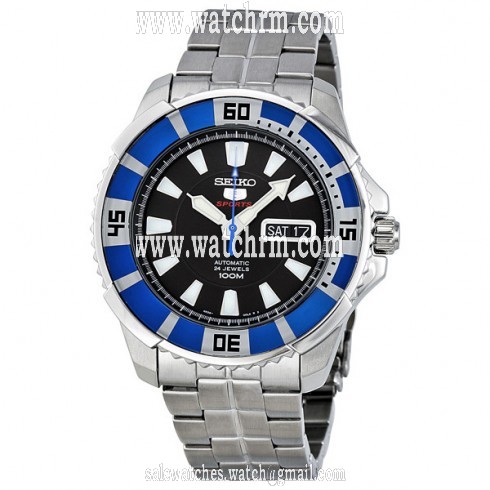 Seiko 5 Sports Automatic Divers Blue Ion-plated Bezel Men's Watch SRP203K1