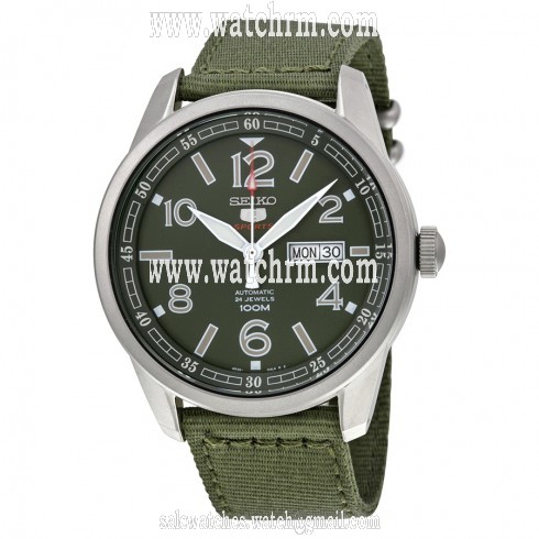 Seiko 5 Sports Automatic Green Dial Green Canvas Men's Watch SRP621