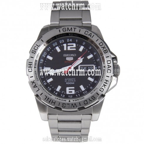 Seiko 5 Sports Automatic Black Dial Stainless Steel Men's Watch SRP683