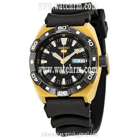 Seiko 5 Sports Black Dial Black Rubber Men's Watch SRP288
