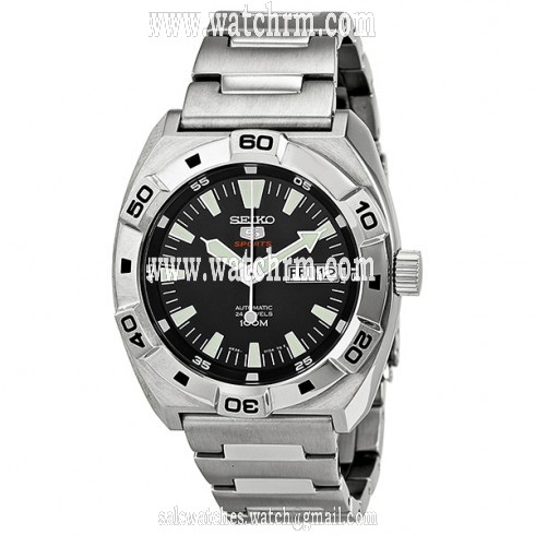 Seiko 5 Sports Black Dial Stainless Steel Automatic Men's Watch SRP281