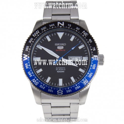 Seiko 5 Sports Black Dial Stainless Steel Automatic Men's Watch SRP659