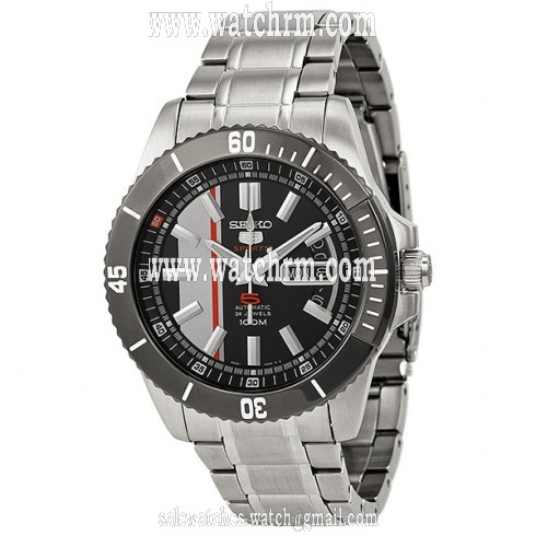 Seiko 5 Sports Black Dial Stainless Steel Men's Watch SRP427