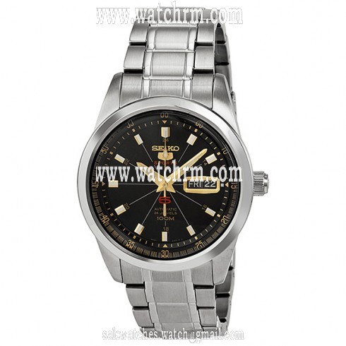 Seiko 5 Sports Black Dial Steel Men's Watch SRP411