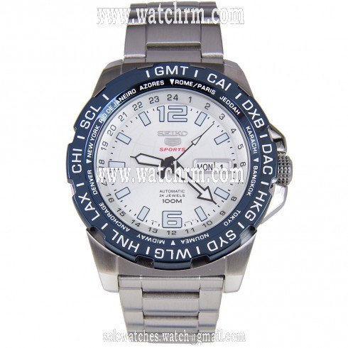 Seiko 5 Sports White Dial Automatic Stainless Steel Men's Watch SRP687