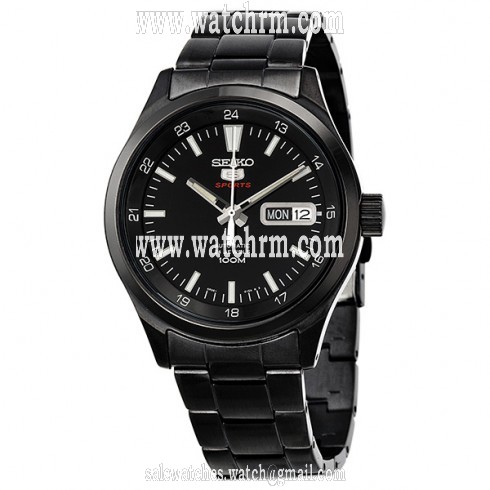 Seiko Automatic Black Dial Black Ion-plated Watch SRP267