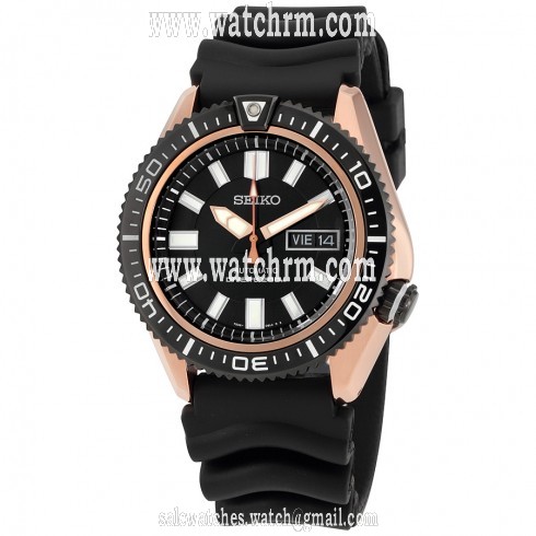Seiko Automatic Black Dial Black Rubber Men's Watch SKZ330
