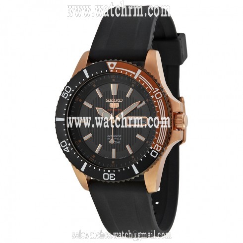 Seiko Automatic Black Dial Black Rubber Men's Watch SRP560