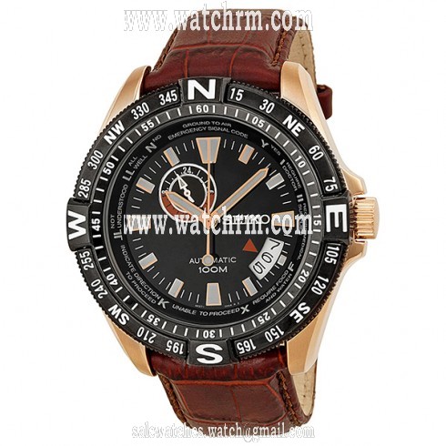 Seiko Automatic Black Dial Brown Leather Men's Watch SSA098