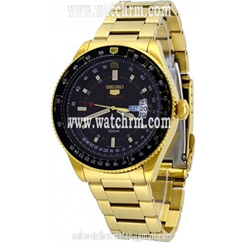 Seiko Automatic  Black Dial Gold-plated Men's Watch SRP618
