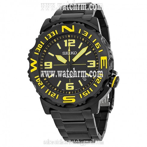 Seiko Automatic Compass Bezel Black Ion-plated Men's Watch SRP449