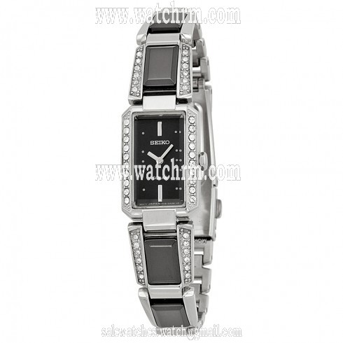 Seiko Black Ceramic Stainless Steel Black Ceramic Ladies Watch SUP171