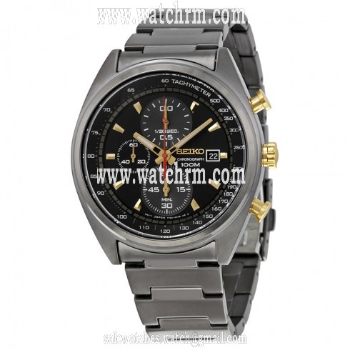 Seiko Black Chronograph Dial Gunmetal PVD Stainless Steel Men's Watch SNDF91