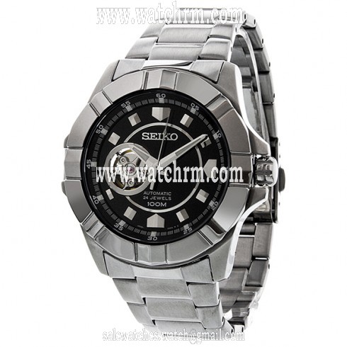 Seiko Black Dial Automatic Stainless Steel Men's Watch SSA073