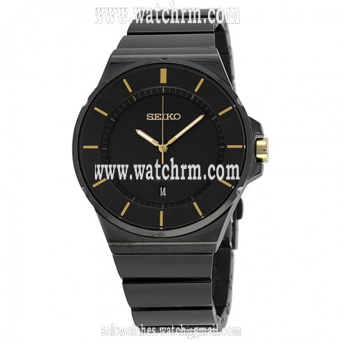 Seiko Black Dial Black Ion-plated Men's Watch SGEG19