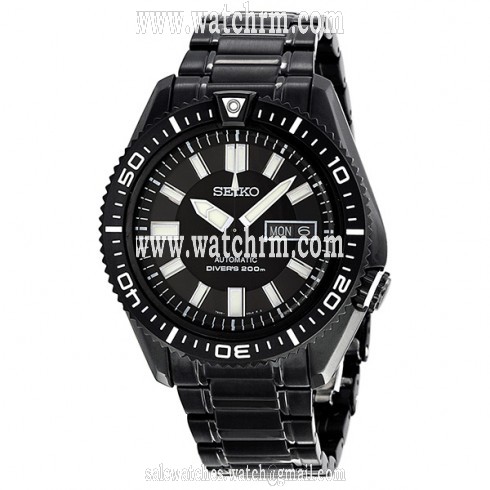 Seiko Black Dial Black Ion-plated Men's Watch SKZ329