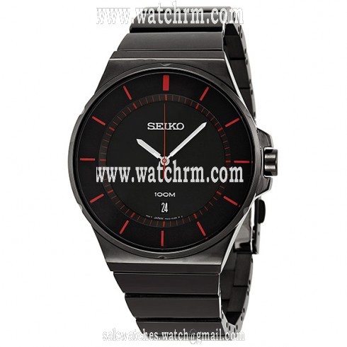 Seiko Black Dial Black IP Stainless Steel Men's Watch SGEG25