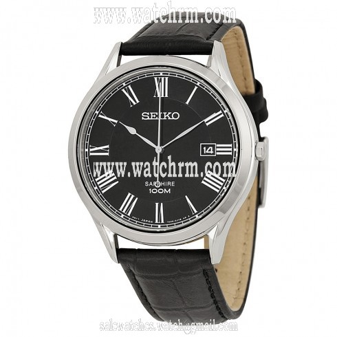 Seiko Black Dial Black Leather Men's Watch SGEG99