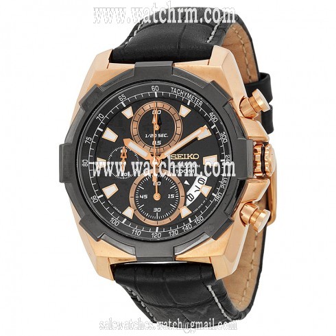 Seiko Black Dial Black Leather Men's Watch SNDD56