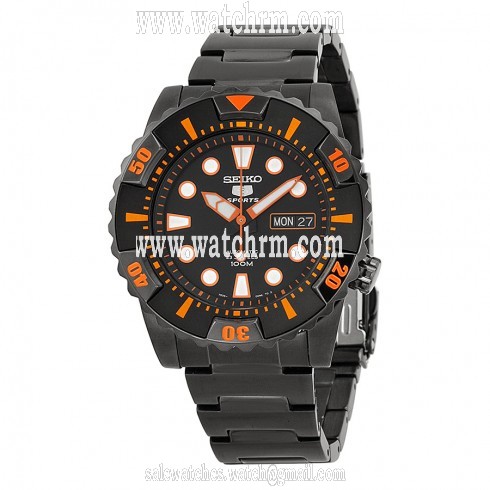 Seiko Black Dial Black PVD Men's Watch SNZJ21