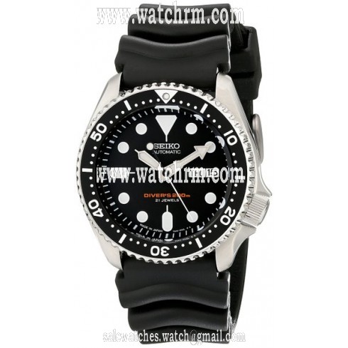 Seiko Black Dial Black Rubber Automatic Men's Watch SKX007J1
