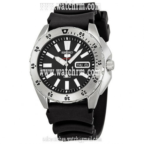 Seiko Black Dial Black Rubber Men's Watch SRP357K2