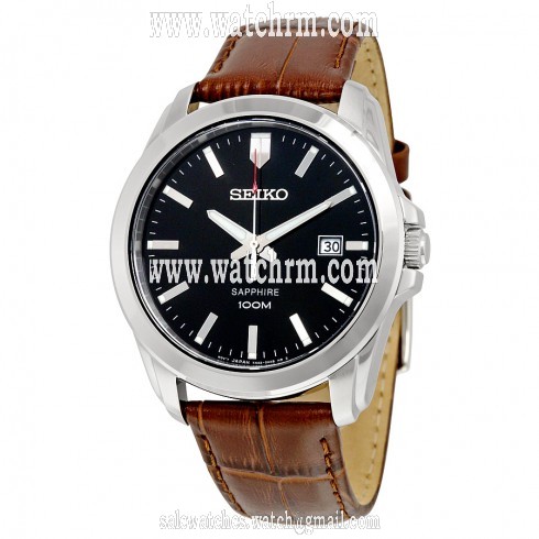 Seiko Black Dial Brown Leather Men's Watch SGEH49P2