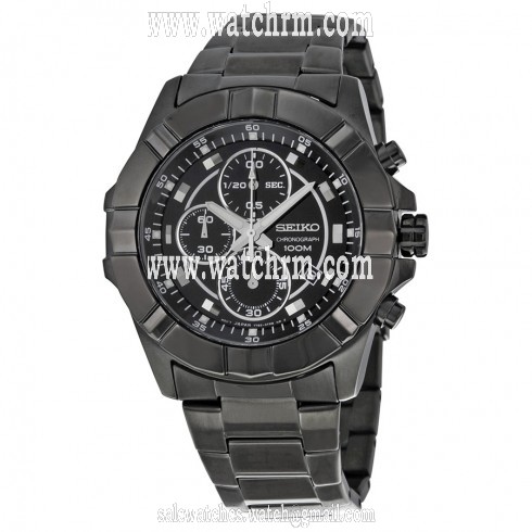 Seiko Black Dial Chronograph Black PVD Stainless Steel Men's Watch SNDD77