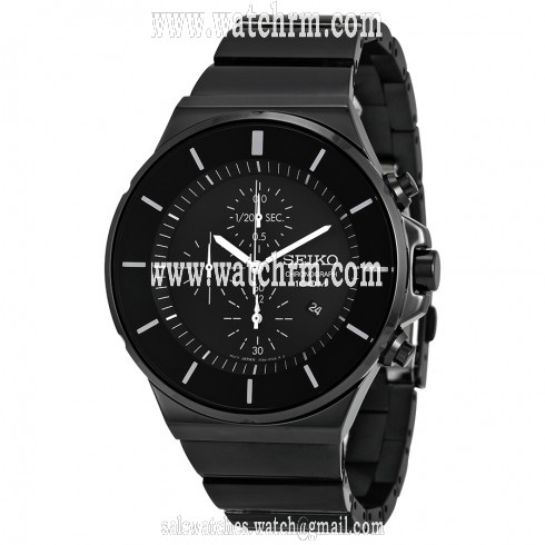 Seiko Black Dial Chronograph Black PVD Stainless Steel Men's Watch SNDD83