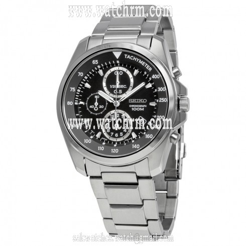 Seiko Black Dial Chronograph Stainless Steel Men's Watch SNDD63