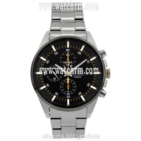Seiko Black Dial Chronograph Stainless Steel Men's Watch SNDC85
