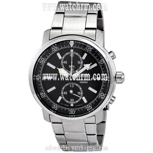 Seiko Black Dial Chronograph Stainless Steel Men's Watch SNN223
