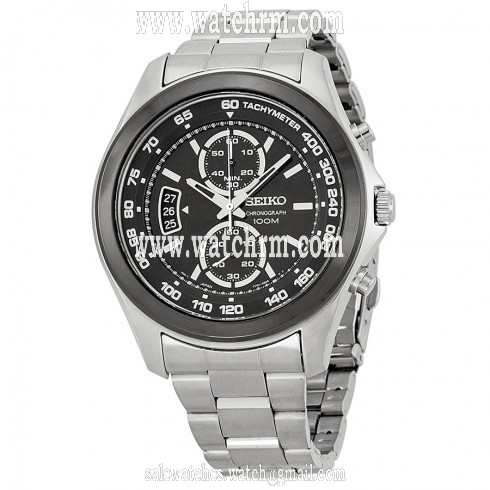 Seiko Black Dial Chronograph Stainless Steel Men's Watch SNN257