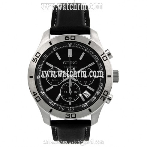 Seiko Black Dial Chronograph Stainless Steel Men's Watch SSB049P2
