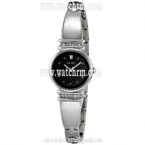 Seiko Black Dial Crystal Accented Ladies Watch SUJG31