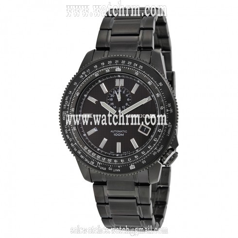 Seiko Black Dial GMT Tachymeter Black PVD Stainless Steel Mens Watch SSA007
